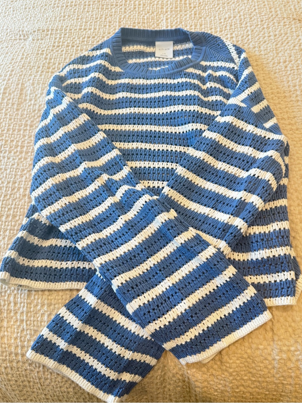 Kit and Ace Blue and White Striped Crewneck Sweater